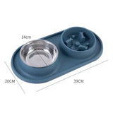 Stainless Steel Double Dog Bowl with Non-Slip Silicone Mat