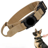AirTag Dog Collar, Tactical Nylon with Handle and Metal Buckle