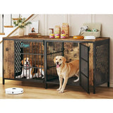 63 Inch Double Dog Crate Furniture for 2 Medium Dogs