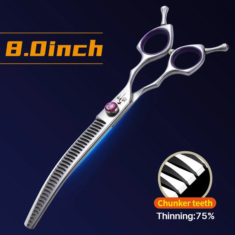 Curved Chunkers and Thinners for Dog Grooming, 7 or 7.5 Inch