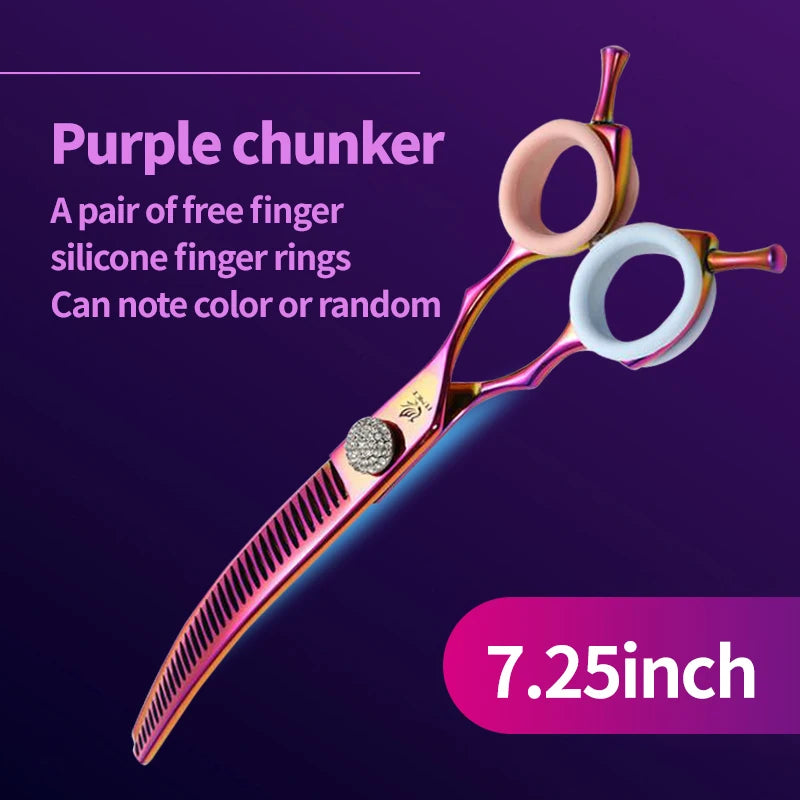 Curved Dog Grooming Thinning Shears, 7.25 Inch Japanese 440C