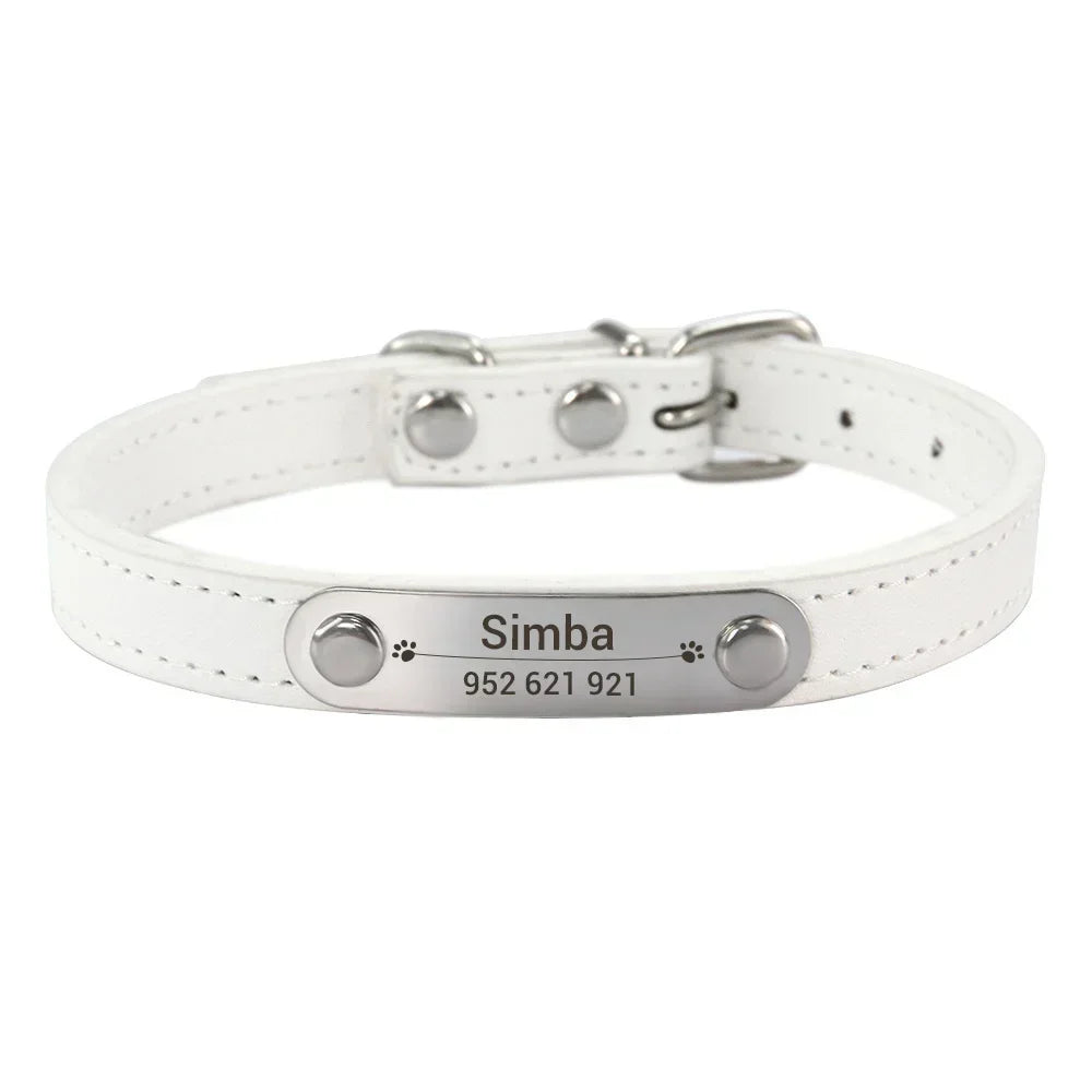 Personalized Dog Collar with Engraved Name Plate, 16 Colors