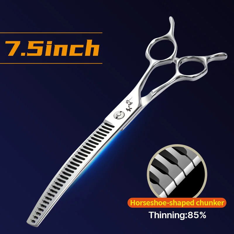 Curved Chunkers and Thinners for Dog Grooming, 7 or 7.5 Inch