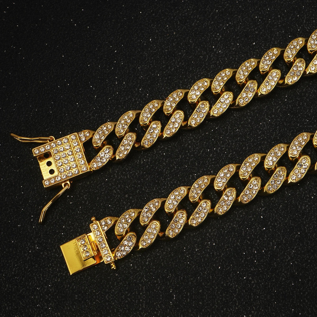 Cuban Link Dog Chain Necklace with Zirconia Stones, 6 Colors
