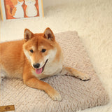 Plush Dog Crate Mat with Removable Washable Faux Fur Cover