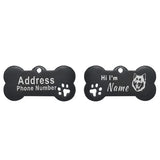 Engraved Bone Dog ID Tag, Personalized Stainless Steel Tag