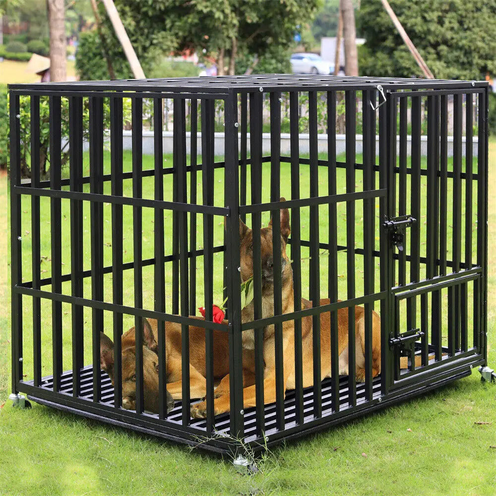 Large Heavy Duty Dog Crate with 4 Lockable Wheels