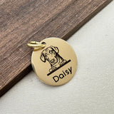 Hand Hammered Brass Dog ID Tag, Personalized Round Pet Tag