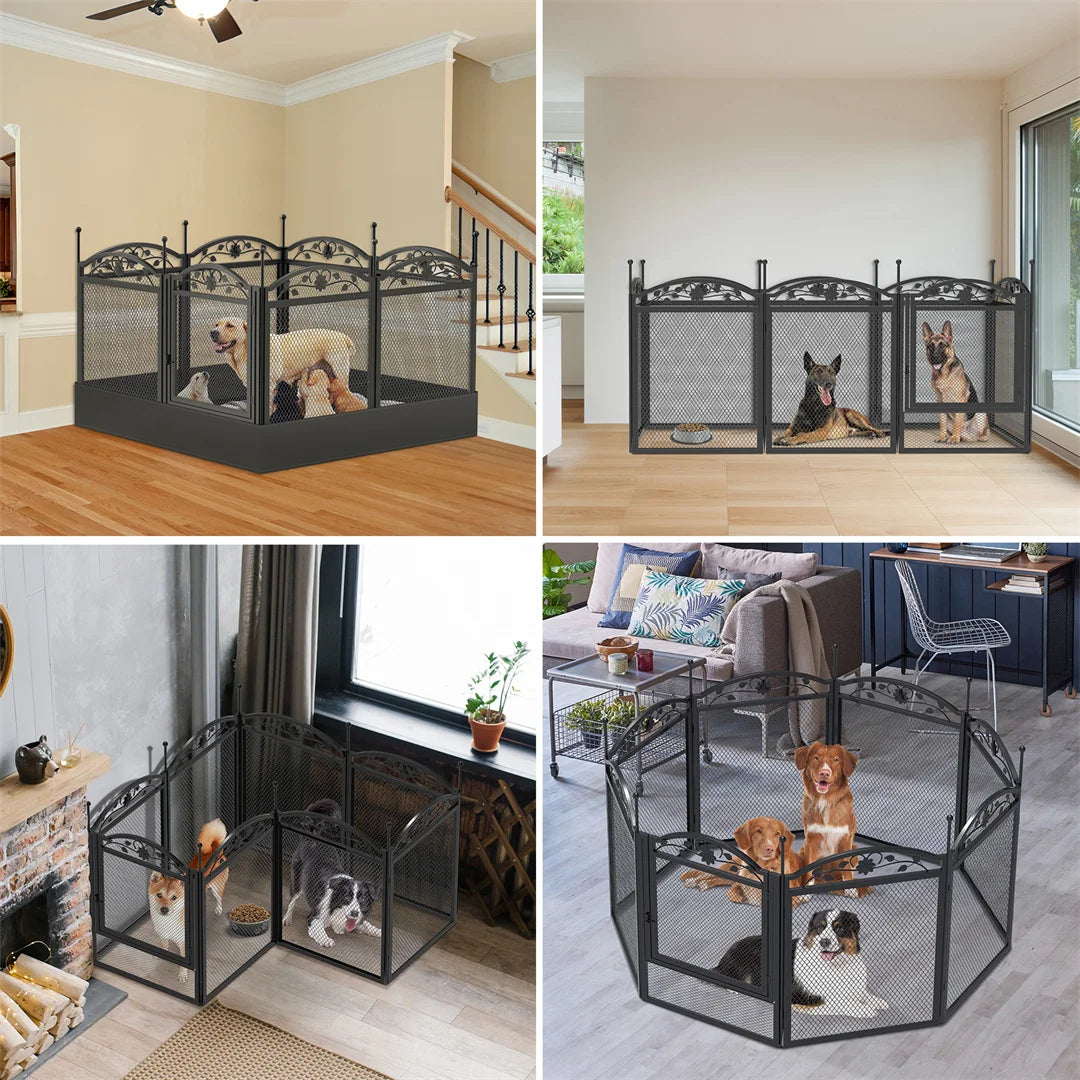 8 Panel Metal Dog Playpen with Waterproof Whelping Pad