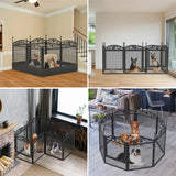 8 Panel Metal Dog Playpen with Waterproof Whelping Pad