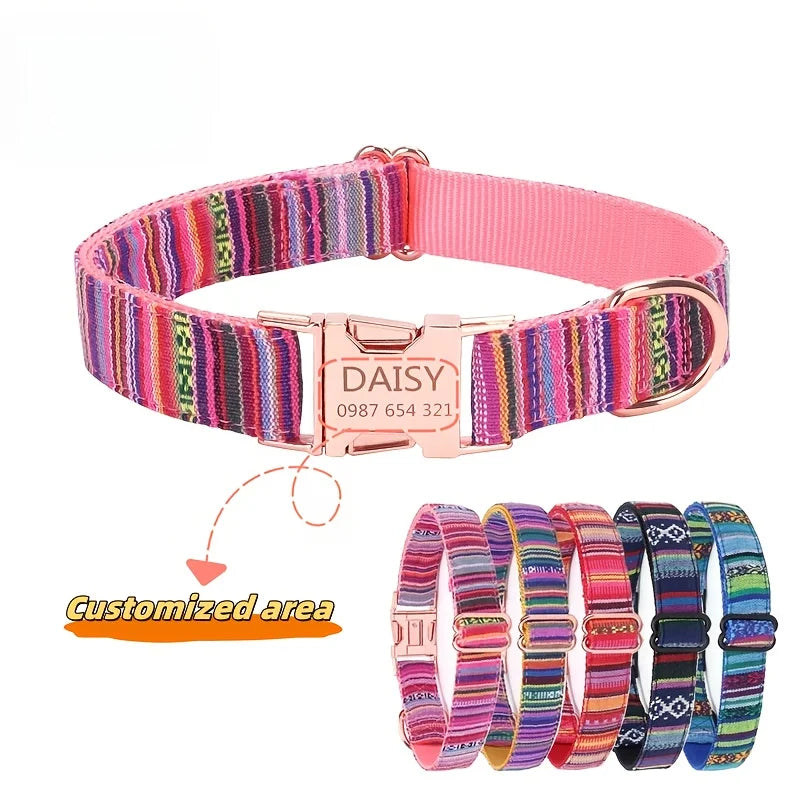 Personalized Dog Collar with Engraved Name and Phone Buckle