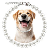 Pearl Dog Necklace for Medium and Large Dogs, Adjustable Fit
