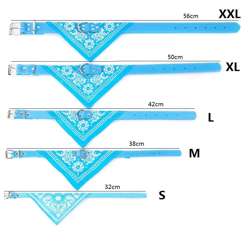 Adjustable Dog Bandana Collar with Reflective Leather