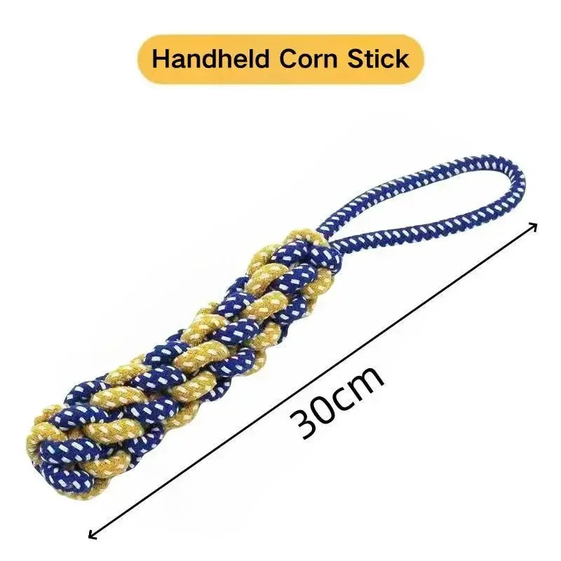 Cotton Rope Dog Chew Toy in Carrot, Dumbbell and Corn Shapes