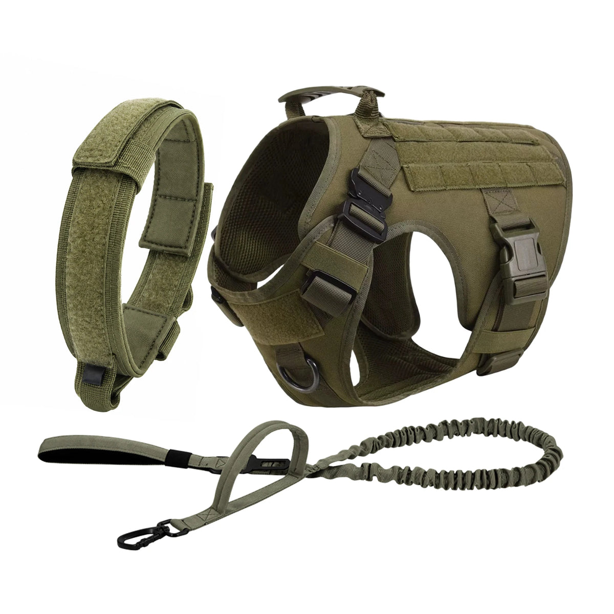 Tactical Dog Harness and Collar Set for Medium & Large Dogs