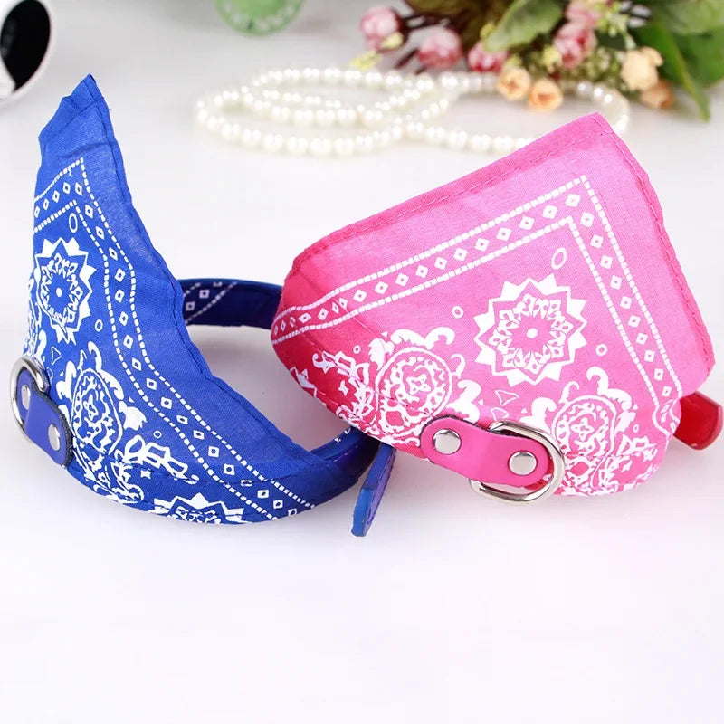Adjustable Dog Bandana Collar with Reflective Leather