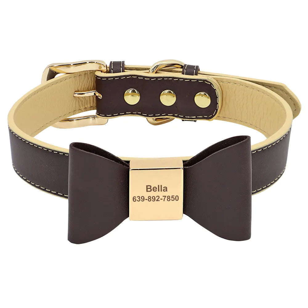 Personalized Bow Dog Collar with Rhinestones for Small Dogs