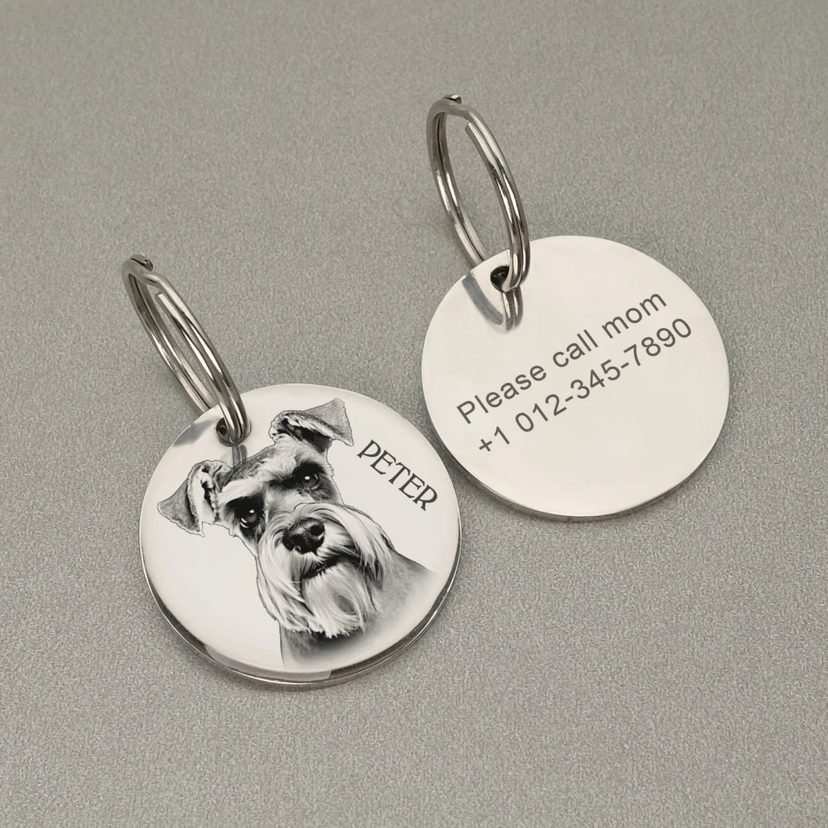 Custom Dog ID Tag with Photo, Personalized Stainless Steel