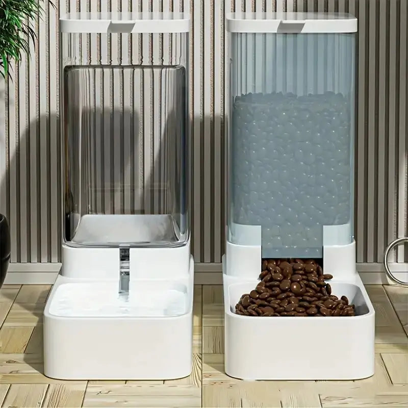 Automatic Gravity Dog Feeder and Water Dispenser Set, 3.8L