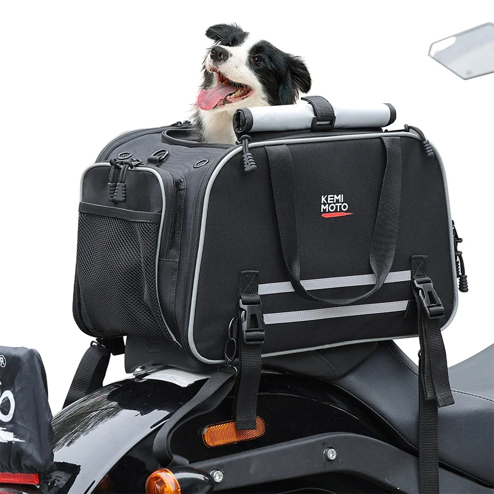 Motorcycle Dog Carrier Bag with Expandable Sides for Pets up to 20 lb