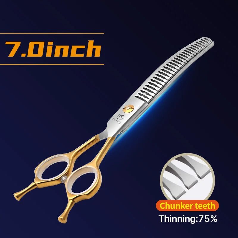 Curved Chunkers and Thinners for Dog Grooming, 7 or 7.5 Inch