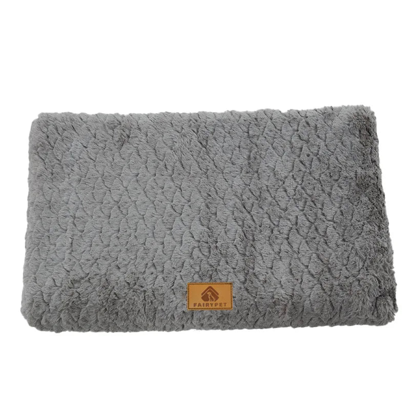 Plush Dog Crate Mat with Removable Washable Faux Fur Cover