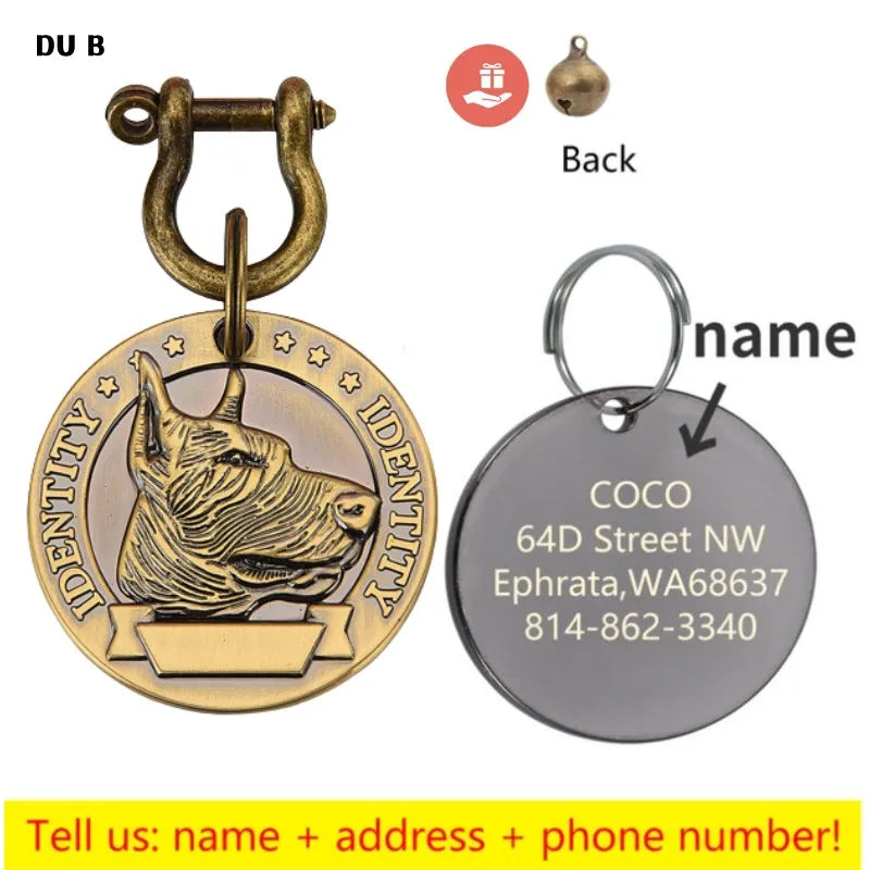 Personalized Engraved Dog ID Tag with Name, Phone and Address