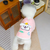 Fleece Dog Hoodie for Small Dogs, Warm Plush Striped Pullover
