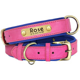 Personalized Dog Collar and Leash Set with Engraved Nameplate