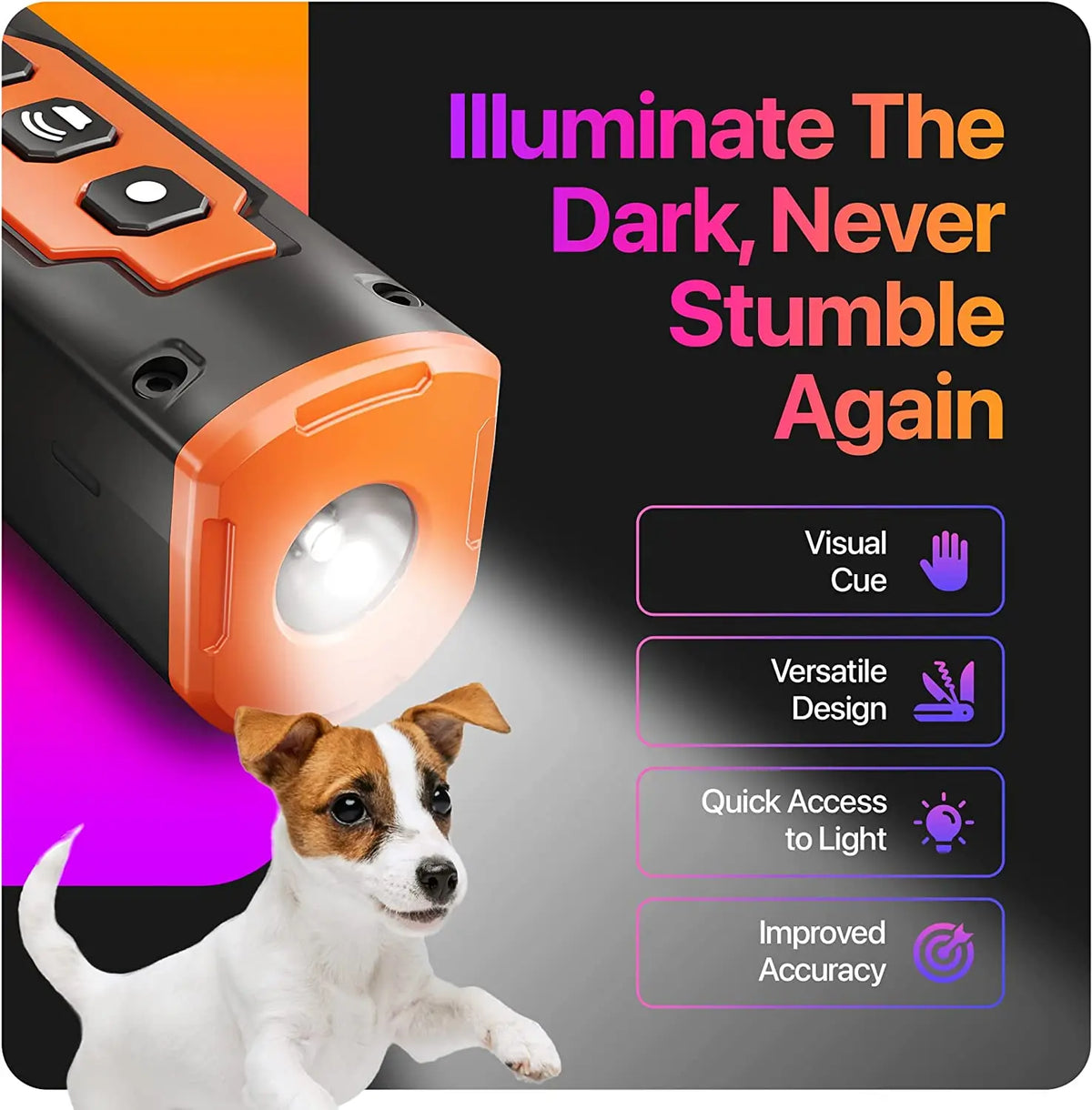 Rechargeable Ultrasonic Dog Bark Deterrent with LED Flashlight