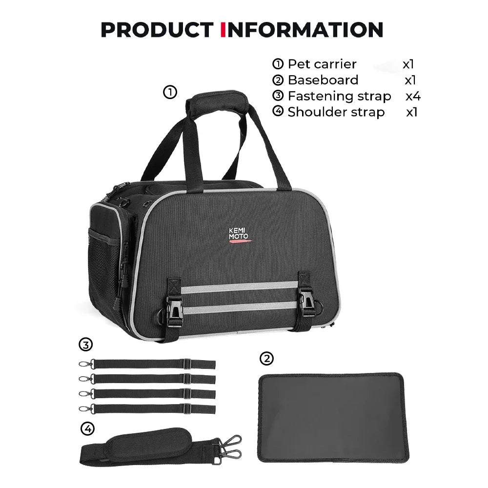 Motorcycle Dog Carrier Bag with Expandable Sides for Pets up to 20 lb