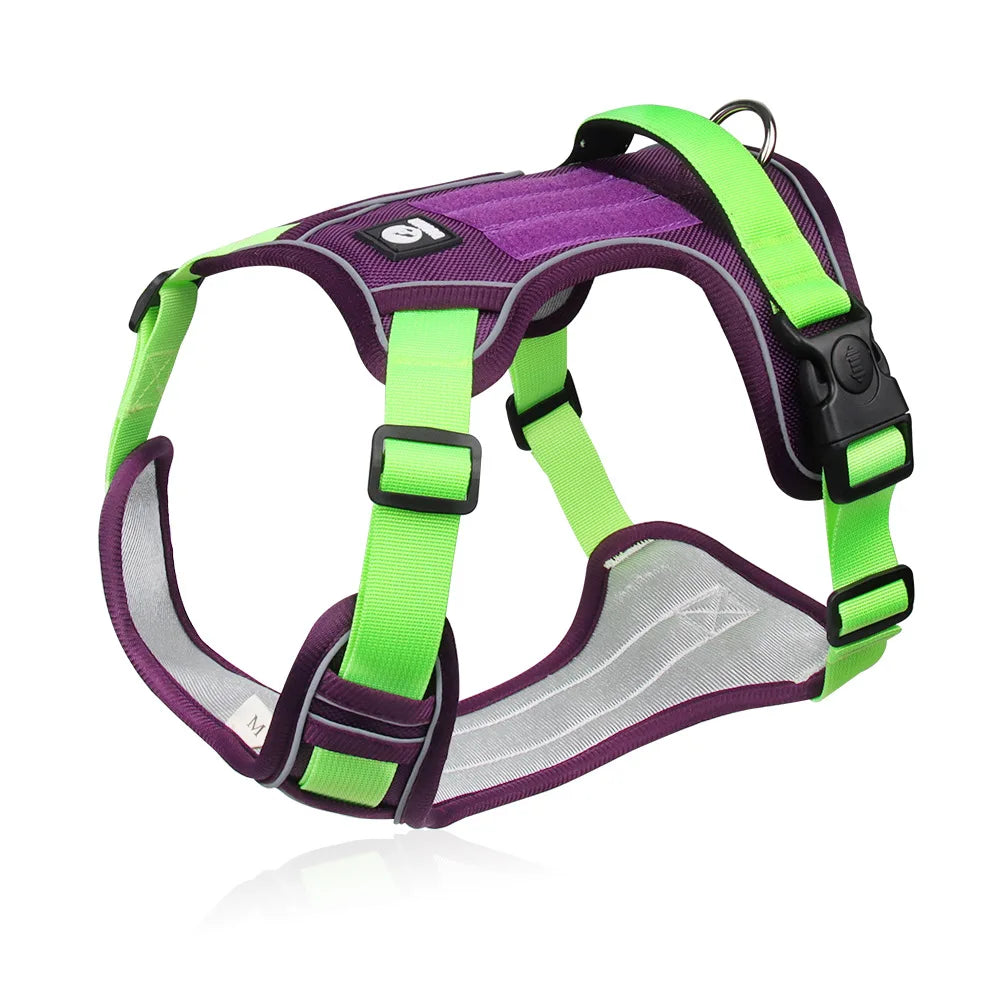 Padded Reflective Dog Harness Vest with Quick-Release Buckles