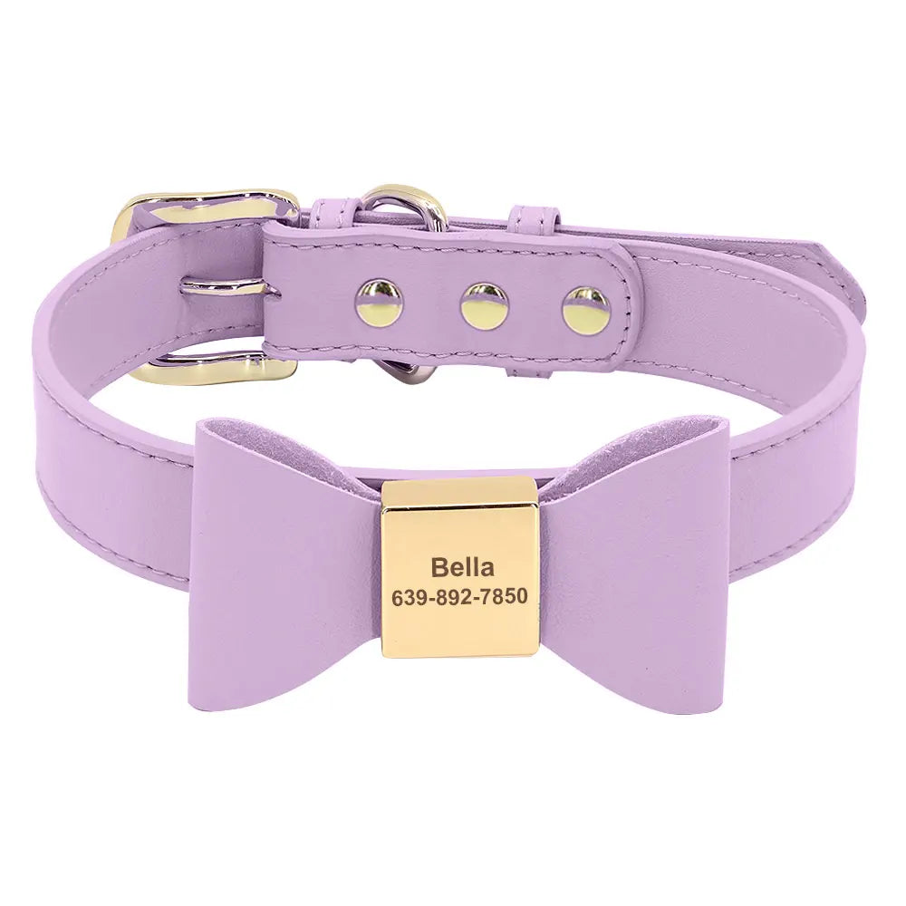Personalized Bow Dog Collar with Rhinestones for Small Dogs