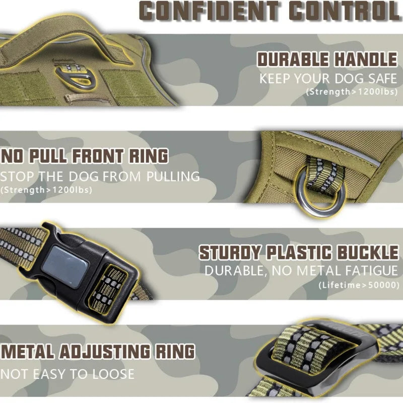 Tactical Dog Harness for Medium and Large Dogs, Adjustable