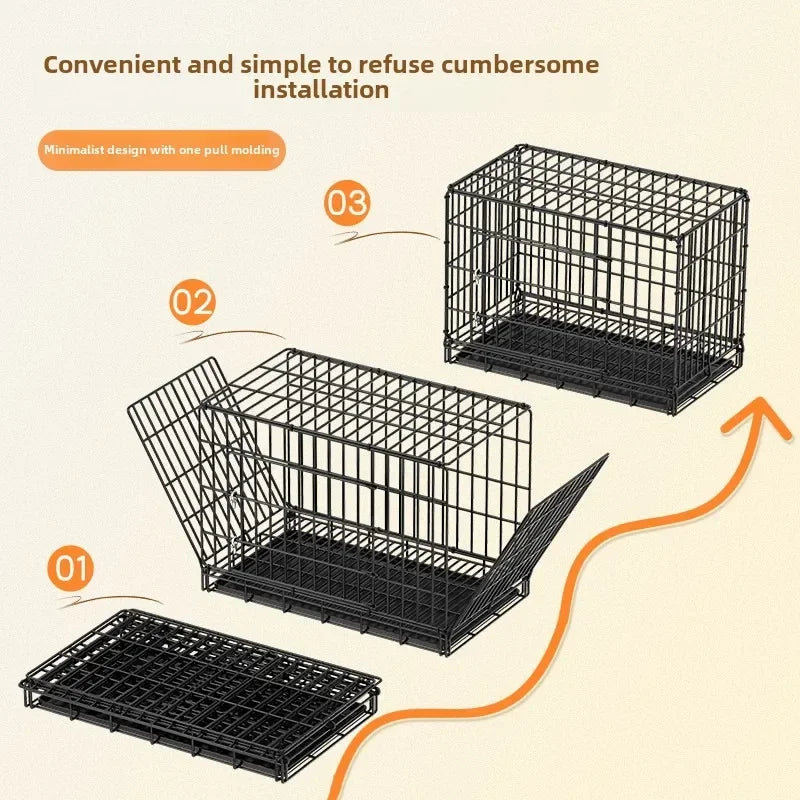 Folding Dog Cage with Pull-Out Tray for Small & Medium Dogs