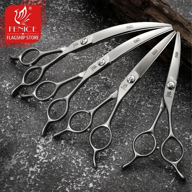 Fenice 45° Curved Dog Grooming Scissors, Japan 440C Steel