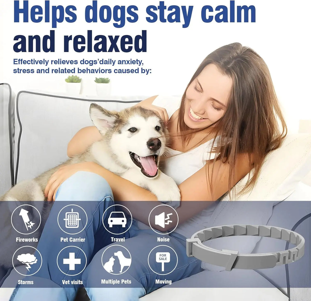 Calming Collar for Large Dogs, Adjustable Pheromone Collar