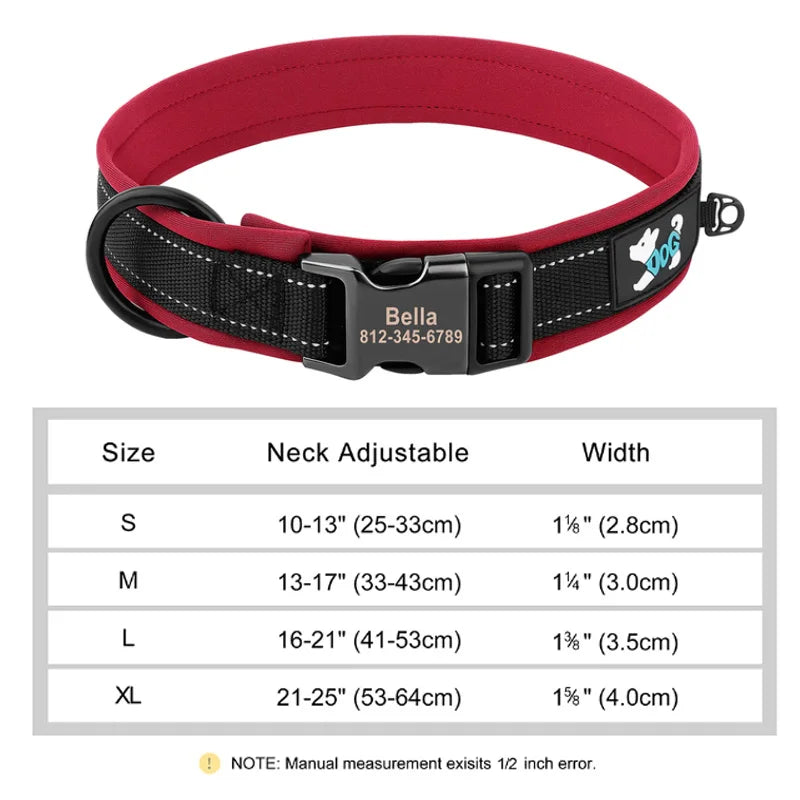 Custom Padded Nylon Dog Collar with Engraved Phone Number