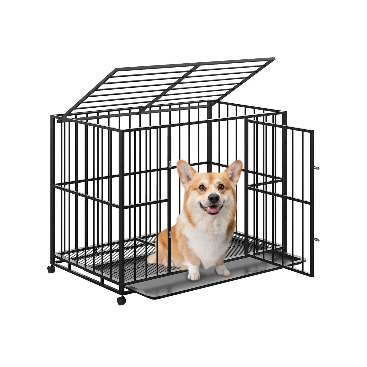 36 Inch Stainless Steel Dog Crate, Stackable Design