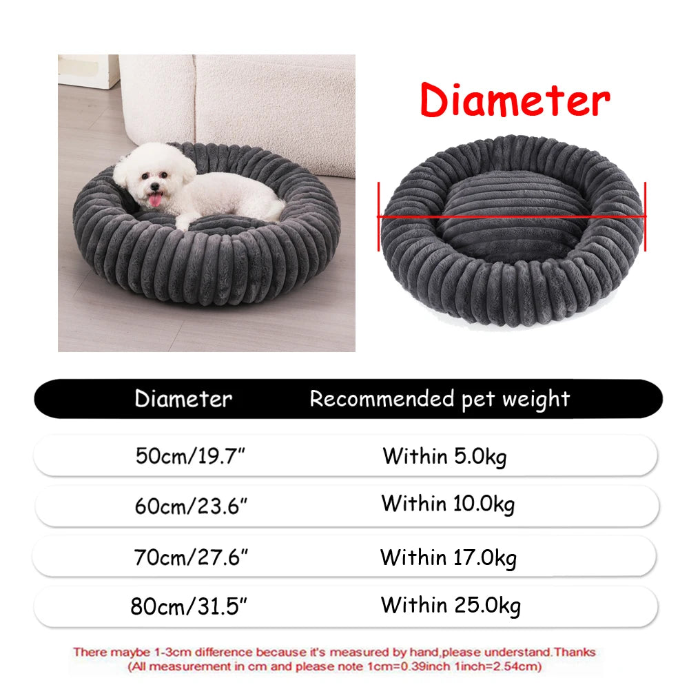 Round Plush Dog Bed, Fluffy Donut Bed for Small to Large Dogs