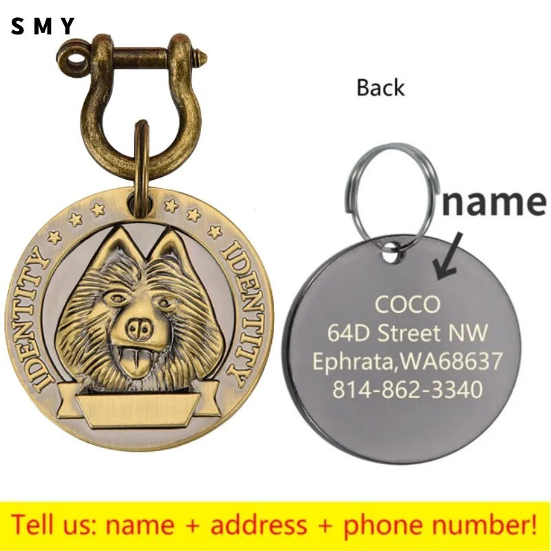 Personalized Engraved Dog ID Tag with Name, Phone and Address