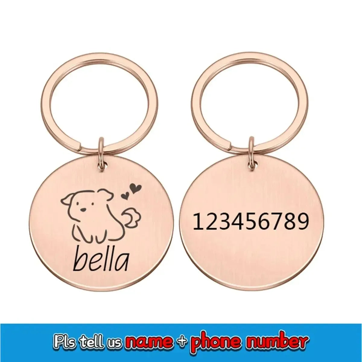 Double-Sided Custom Dog ID Tag with Name and Back Engraving