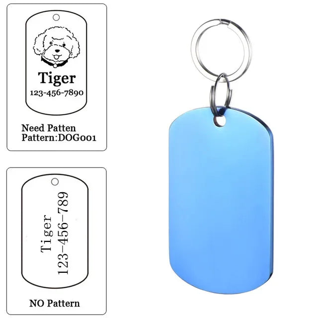Engraved Dog ID Tag, Two-Sided Stainless Steel Name Tag