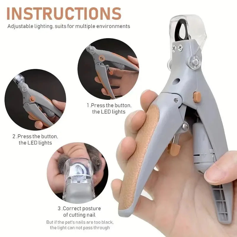 LED Dog Nail Clippers with Magnifier and Safety Guard