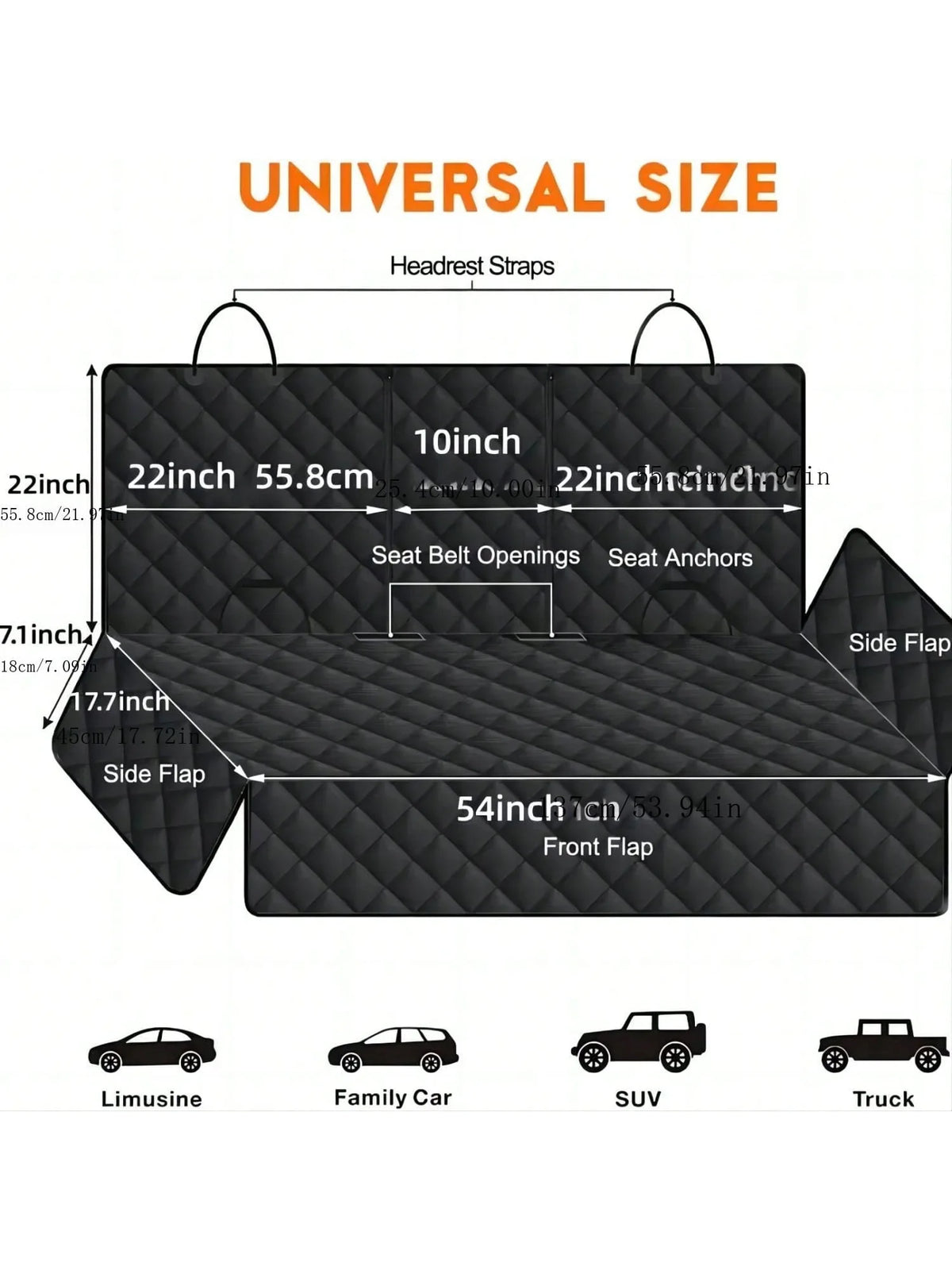 Waterproof Dog Car Seat Cover for Back Seat with Side Flaps