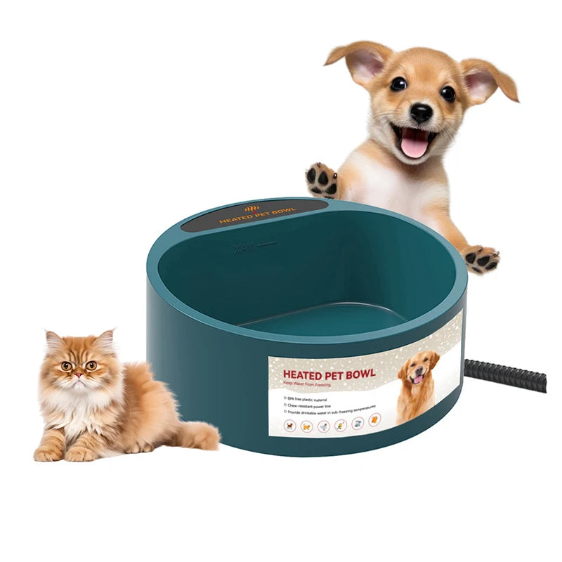 Heated Dog Water Bowl for Winter, 2.2L Thermostatic Pet Bowl