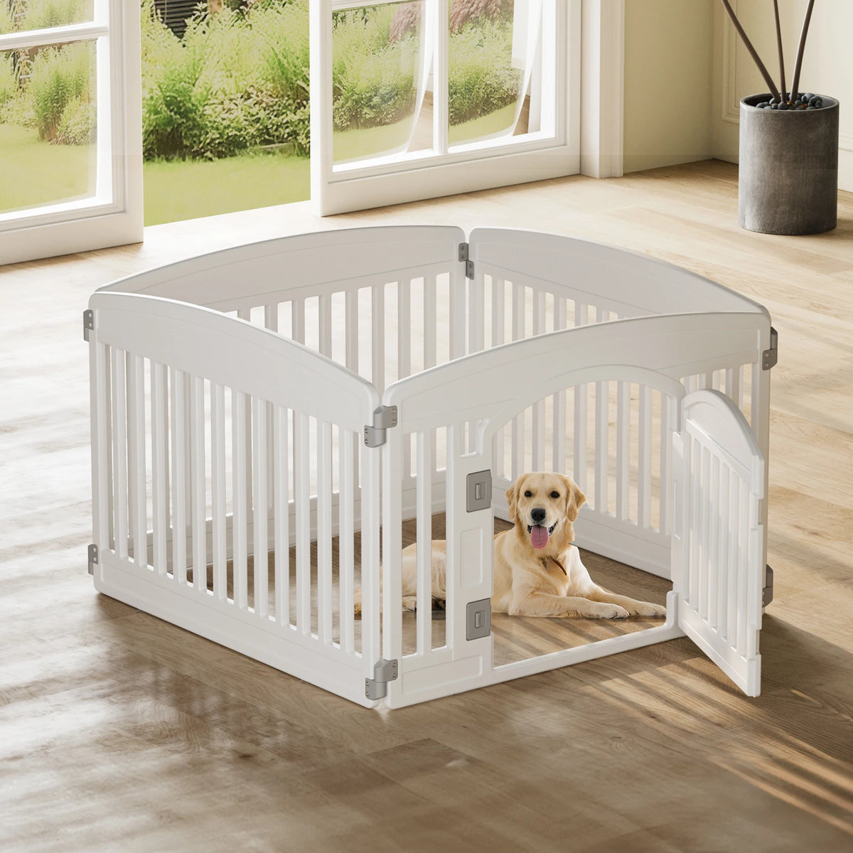 6 Panel Plastic Dog Playpen, 24 Inch Expandable Fence
