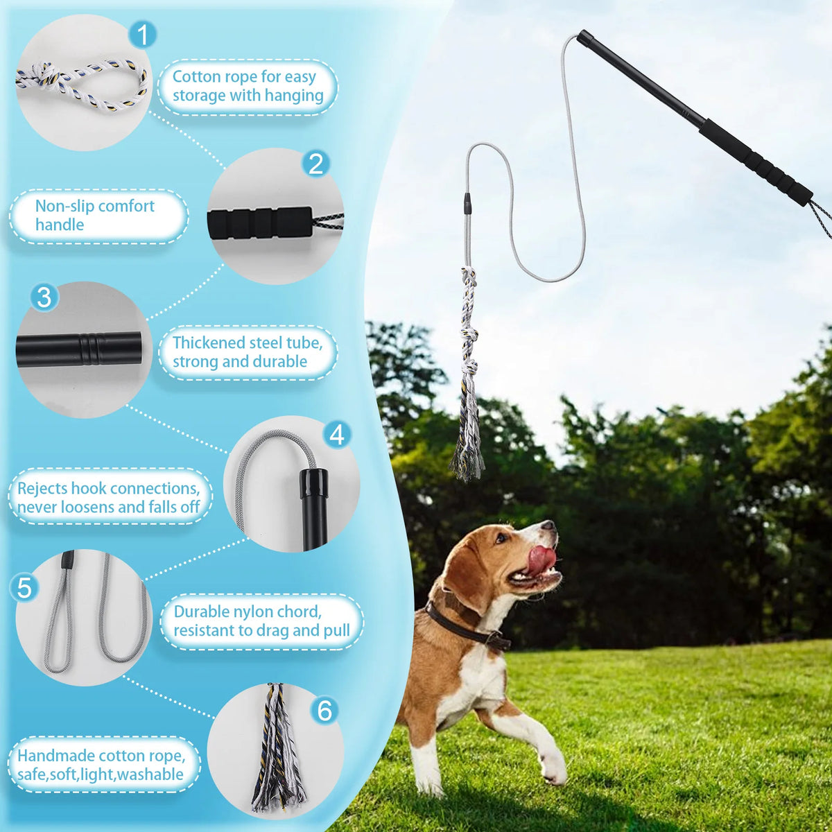 Flirt Pole for Dogs with Rope Lure, Interactive Exercise Toy