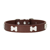 Leather Dog Collar for Small Dogs with Adjustable Buckle