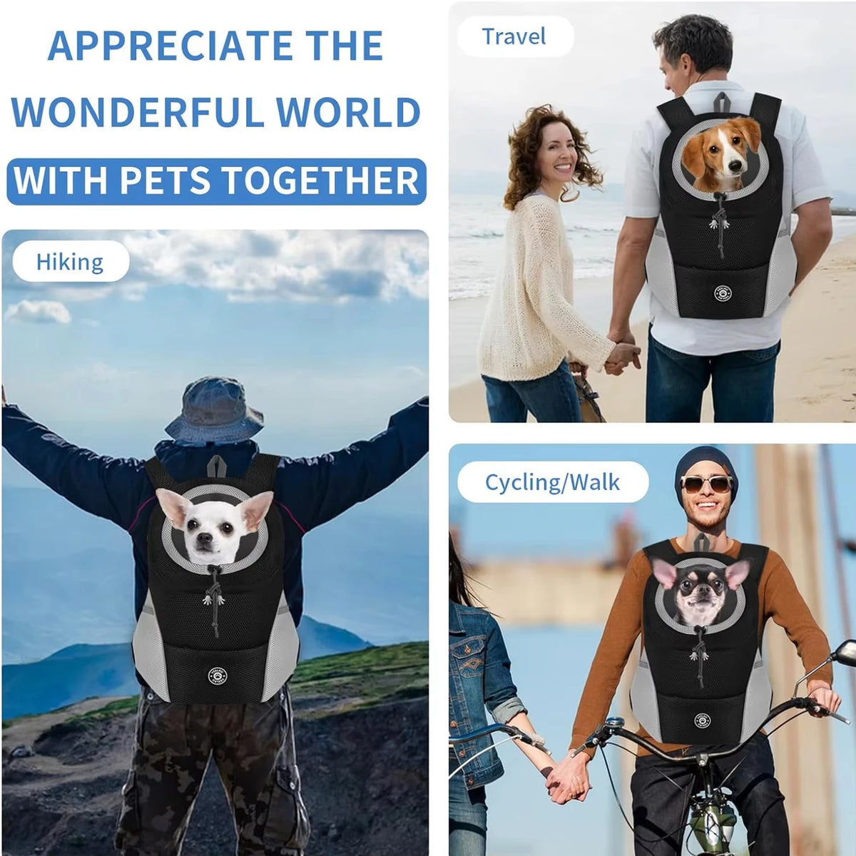 Dog Motorcycle Carrier Backpack for Small Dogs, Head-Out Design